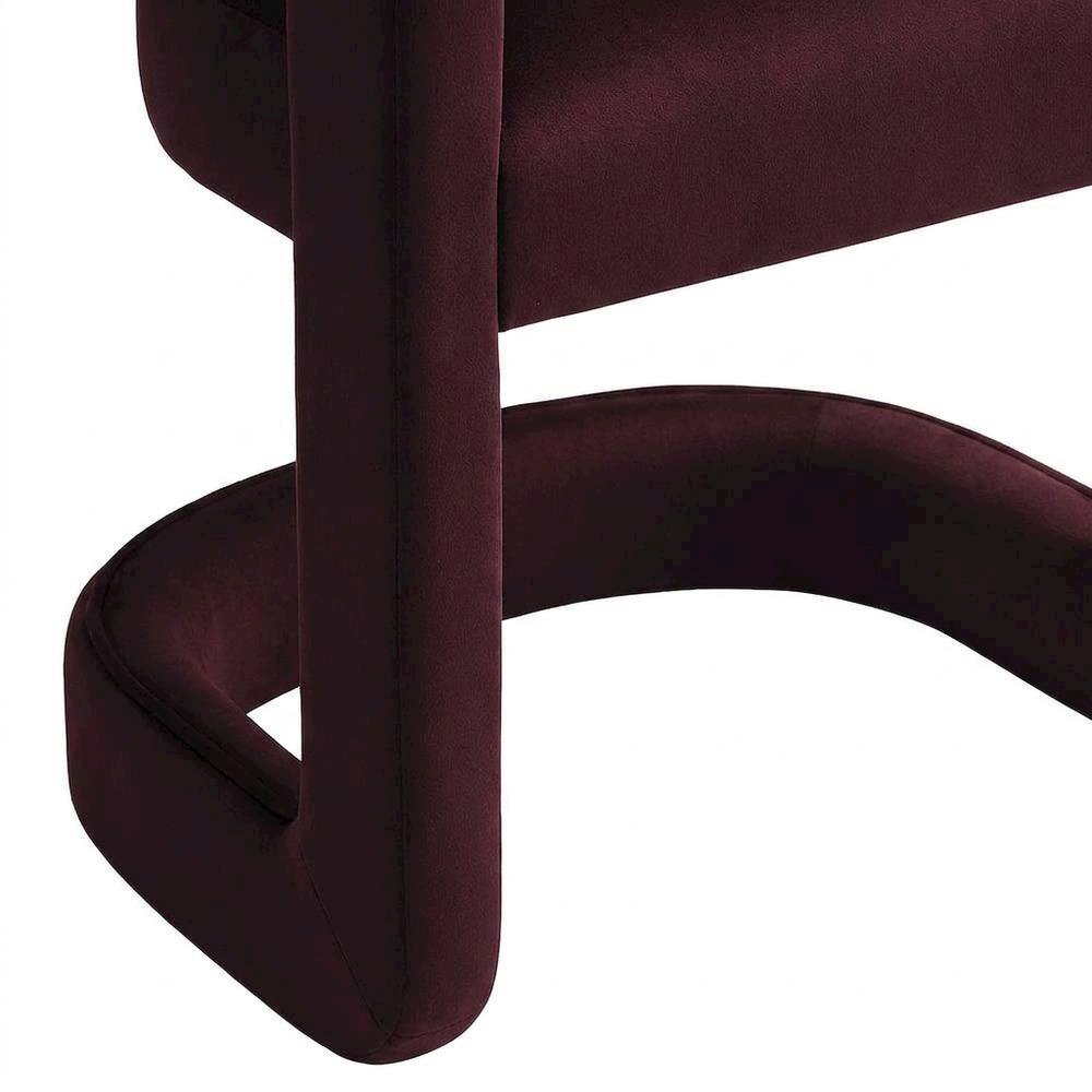 Performance Velvet Barrel Dining Chair with Arms, Mulberry