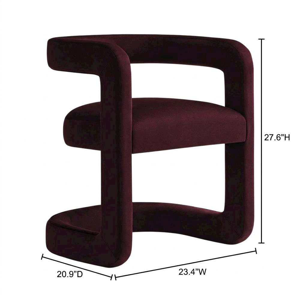 Performance Velvet Barrel Dining Chair with Arms, Mulberry