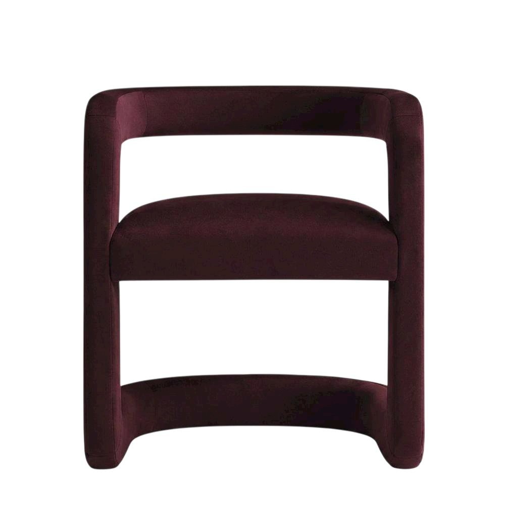 Performance Velvet Barrel Dining Chair with Arms, Mulberry
