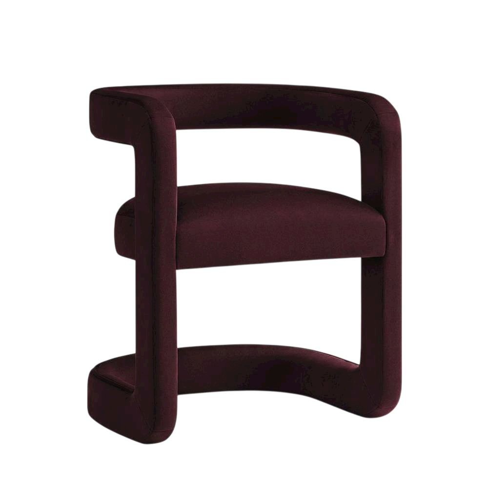 Performance Velvet Barrel Dining Chair with Arms, Mulberry