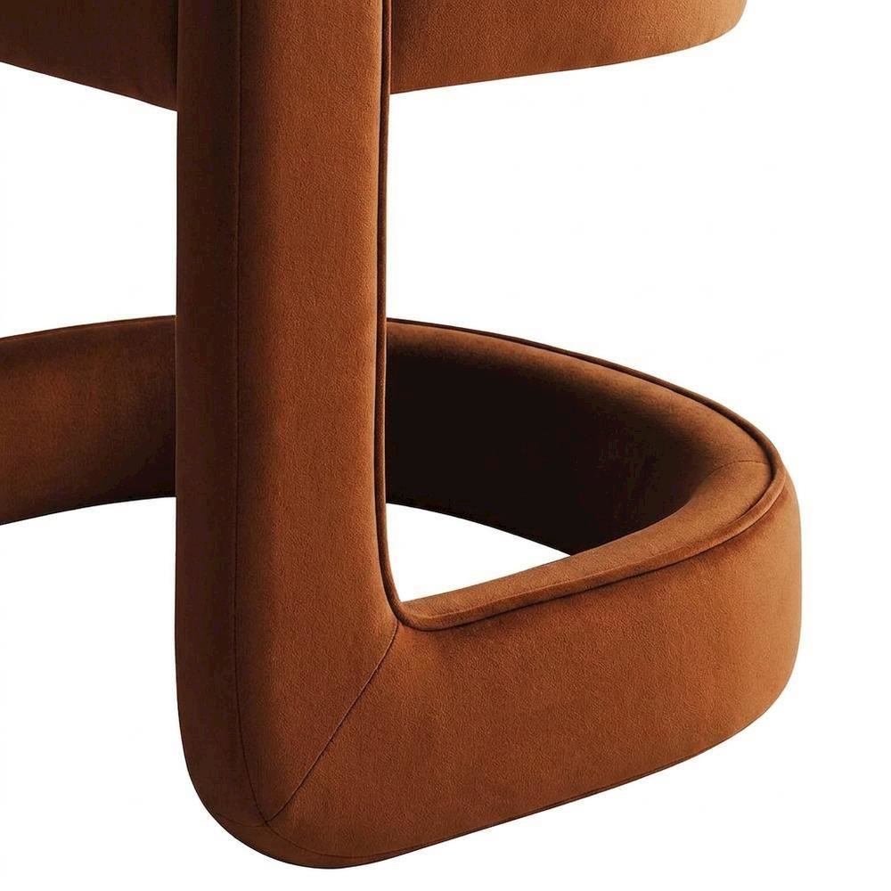 Performance Velvet Barrel Dining Chair with Arms, Rust