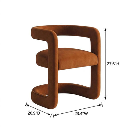 Performance Velvet Barrel Dining Chair with Arms, Rust