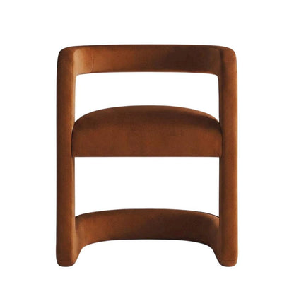 Performance Velvet Barrel Dining Chair with Arms, Rust