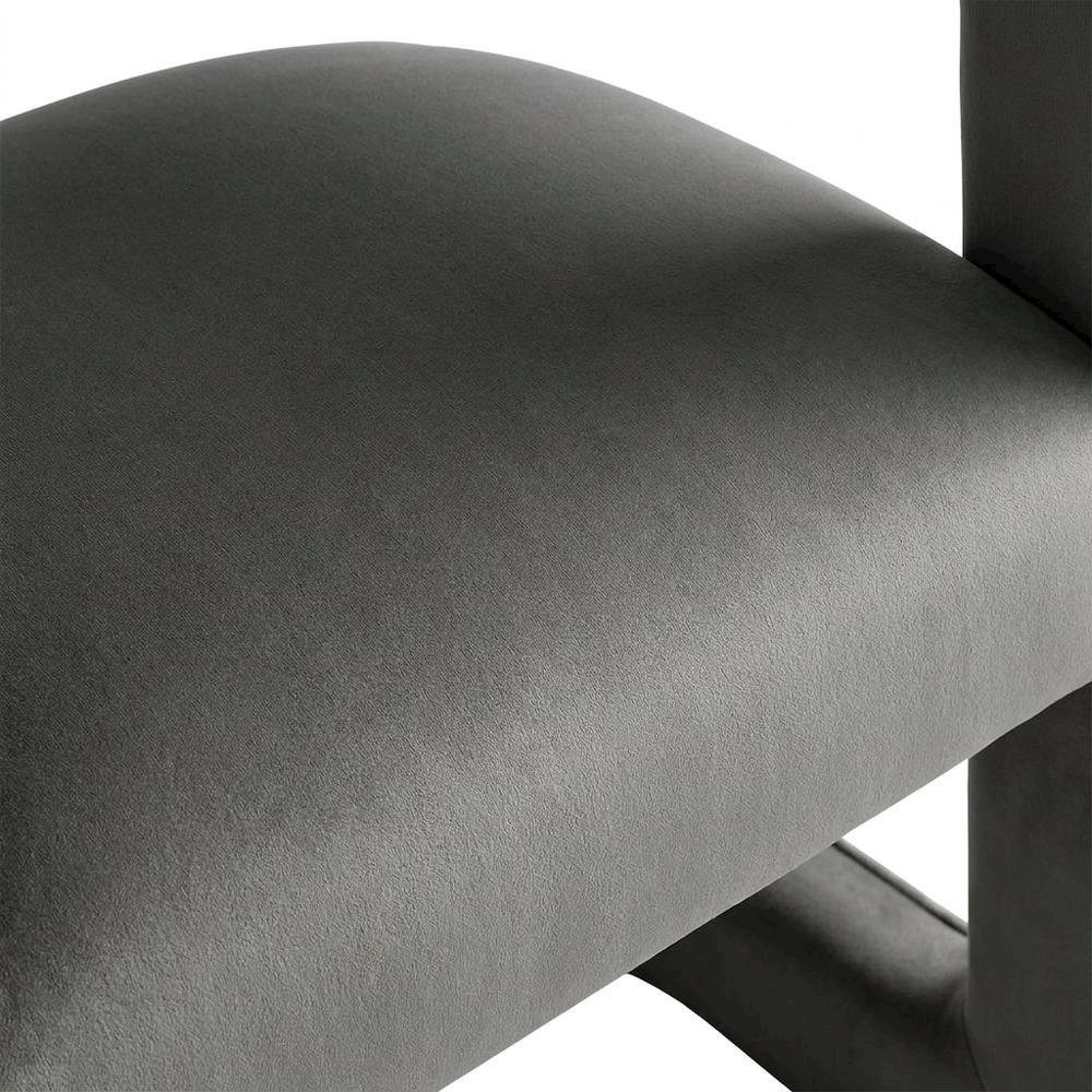 Performance Velvet Barrel Dining Chair with Arms, Storm Gray