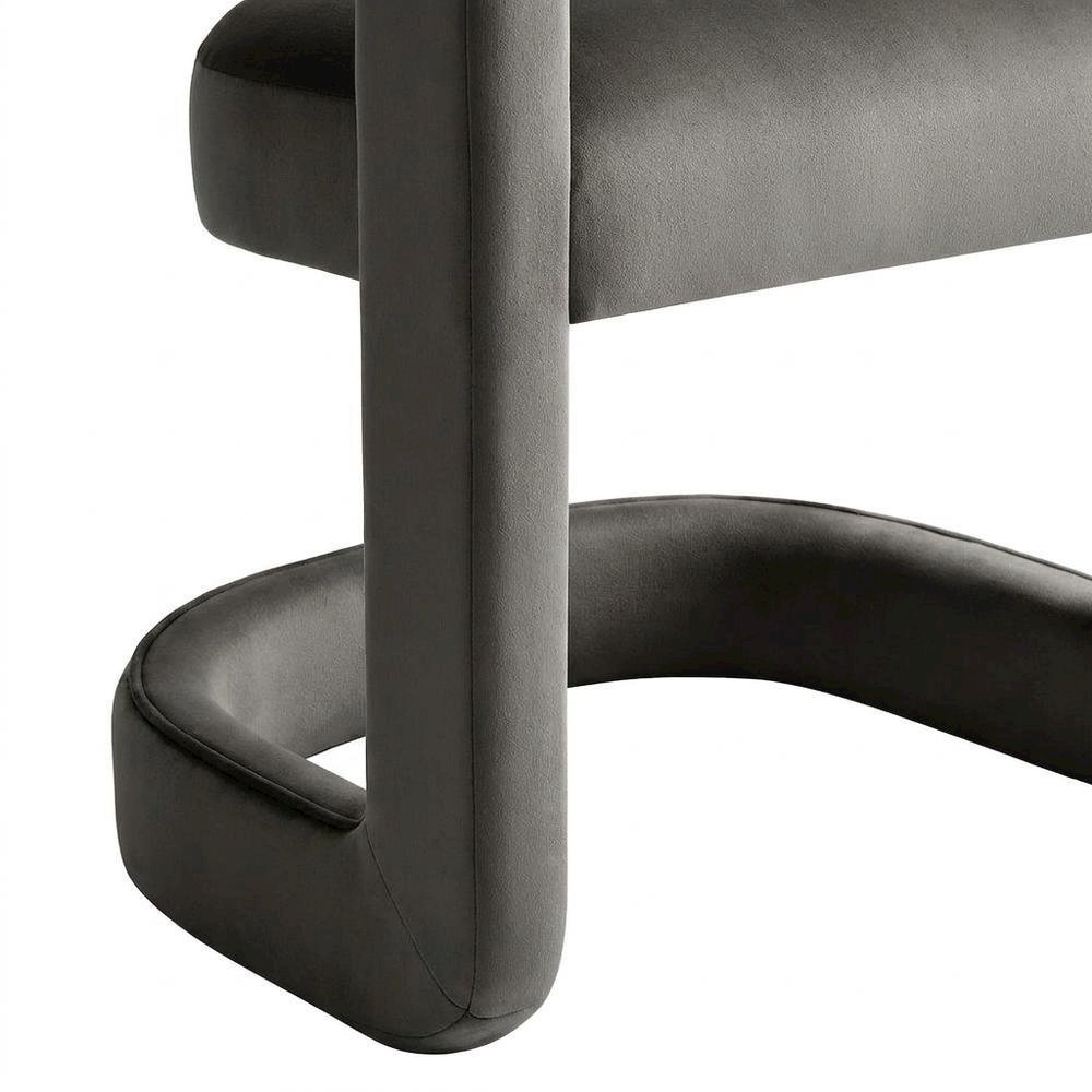 Performance Velvet Barrel Dining Chair with Arms, Storm Gray