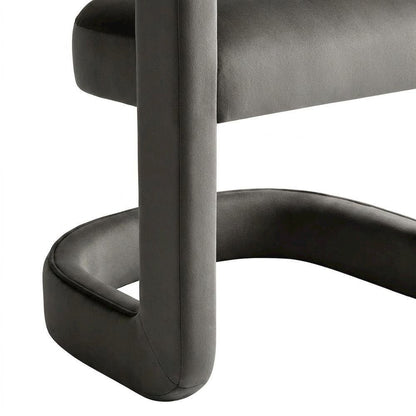 Performance Velvet Barrel Dining Chair with Arms, Storm Gray