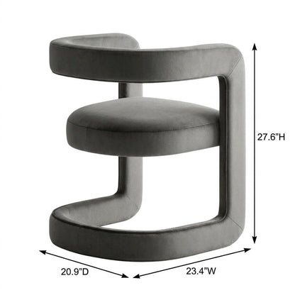 Performance Velvet Barrel Dining Chair with Arms, Storm Gray
