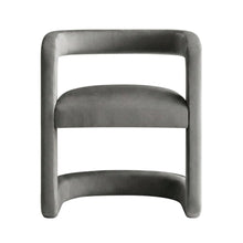 Performance Velvet Barrel Dining Chair with Arms, Storm Gray