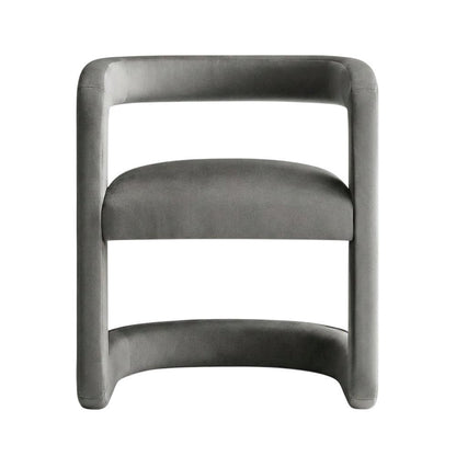 Performance Velvet Barrel Dining Chair with Arms, Storm Gray