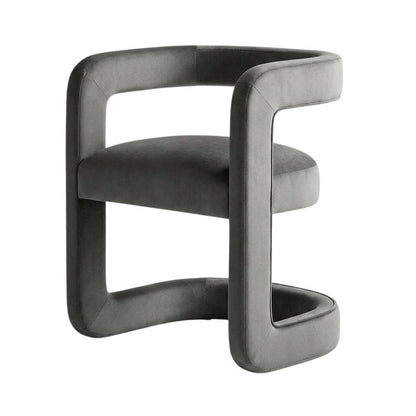Performance Velvet Barrel Dining Chair with Arms, Storm Gray