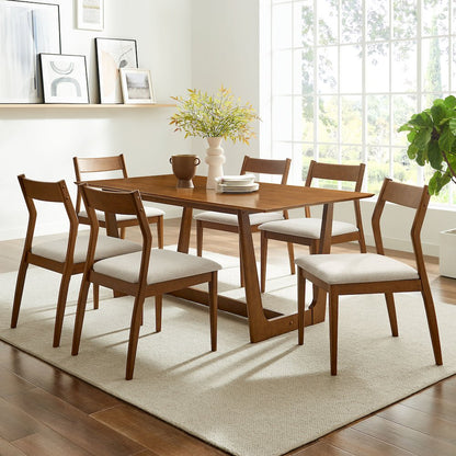 Solara 7-Piece Wood Dining Set with Fabric Upholstered Side Chairs