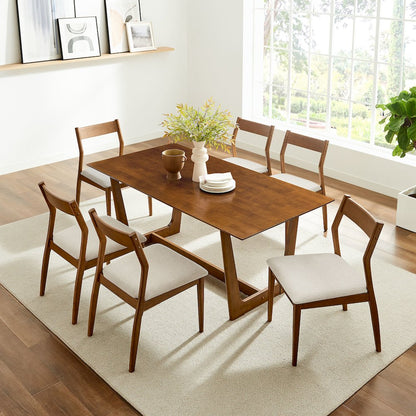 Solara 7-Piece Wood Dining Set with Fabric Upholstered Side Chairs