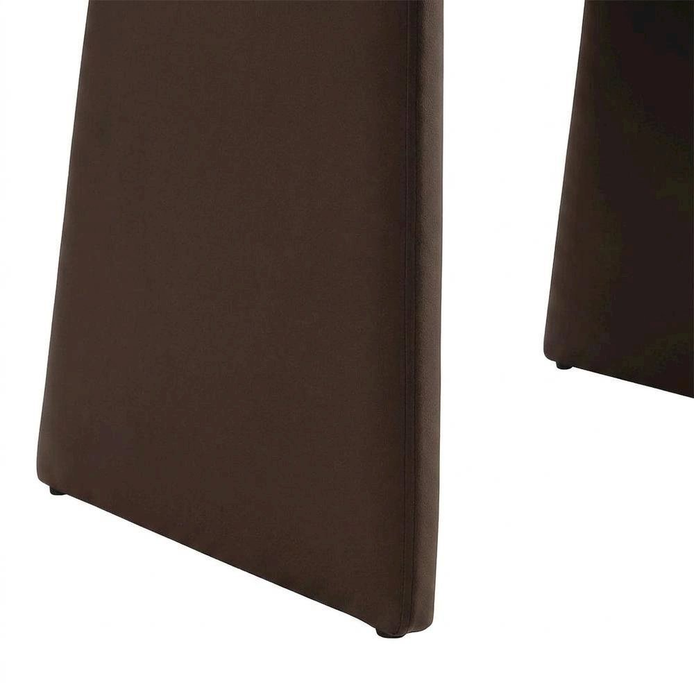 Performance Velvet Dining Armchair with Solid Wood Legs, Chocholate Brown