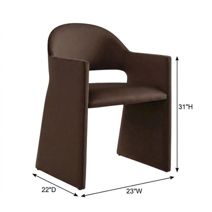 Performance Velvet Dining Armchair with Solid Wood Legs, Chocholate Brown