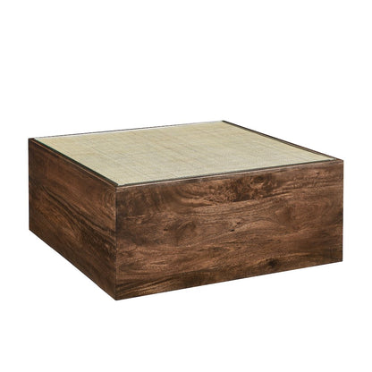 Truett Square Wood Rattan Coffee Table
