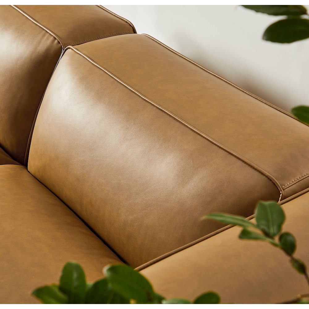 Auren 3-Piece Upholstered Vegan Leather Modular Loveseat with Ottoman