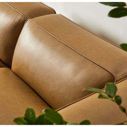 Auren 3-Piece Upholstered Vegan Leather Modular Loveseat with Ottoman