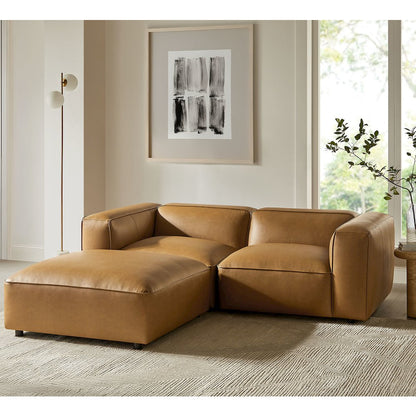 Auren 3-Piece Upholstered Vegan Leather Modular Loveseat with Ottoman
