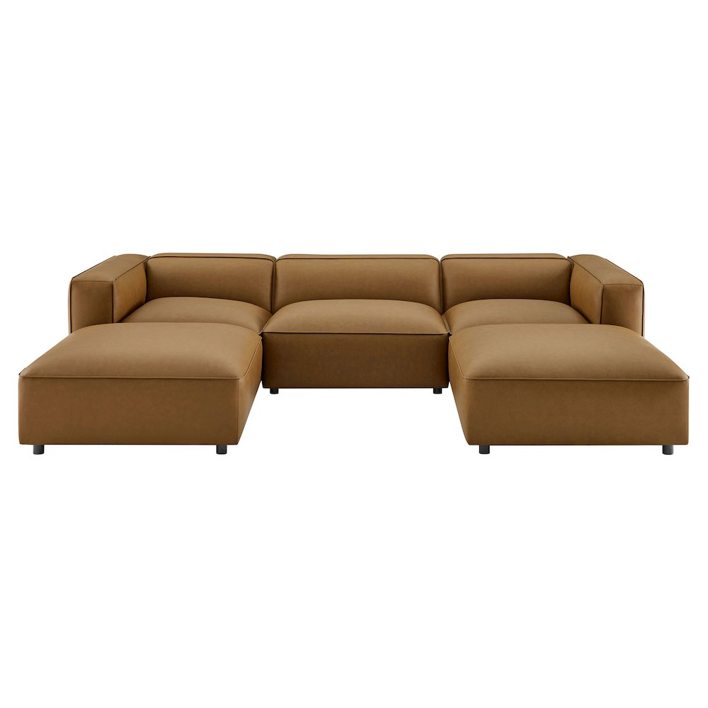 Auren 5-Piece Upholstered Vegan Leather Modular U-Shaped Sofa