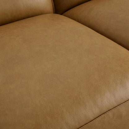 Upholstered Vegan Leather Modular Sectional Sofa with Mid-Century Style, Camel