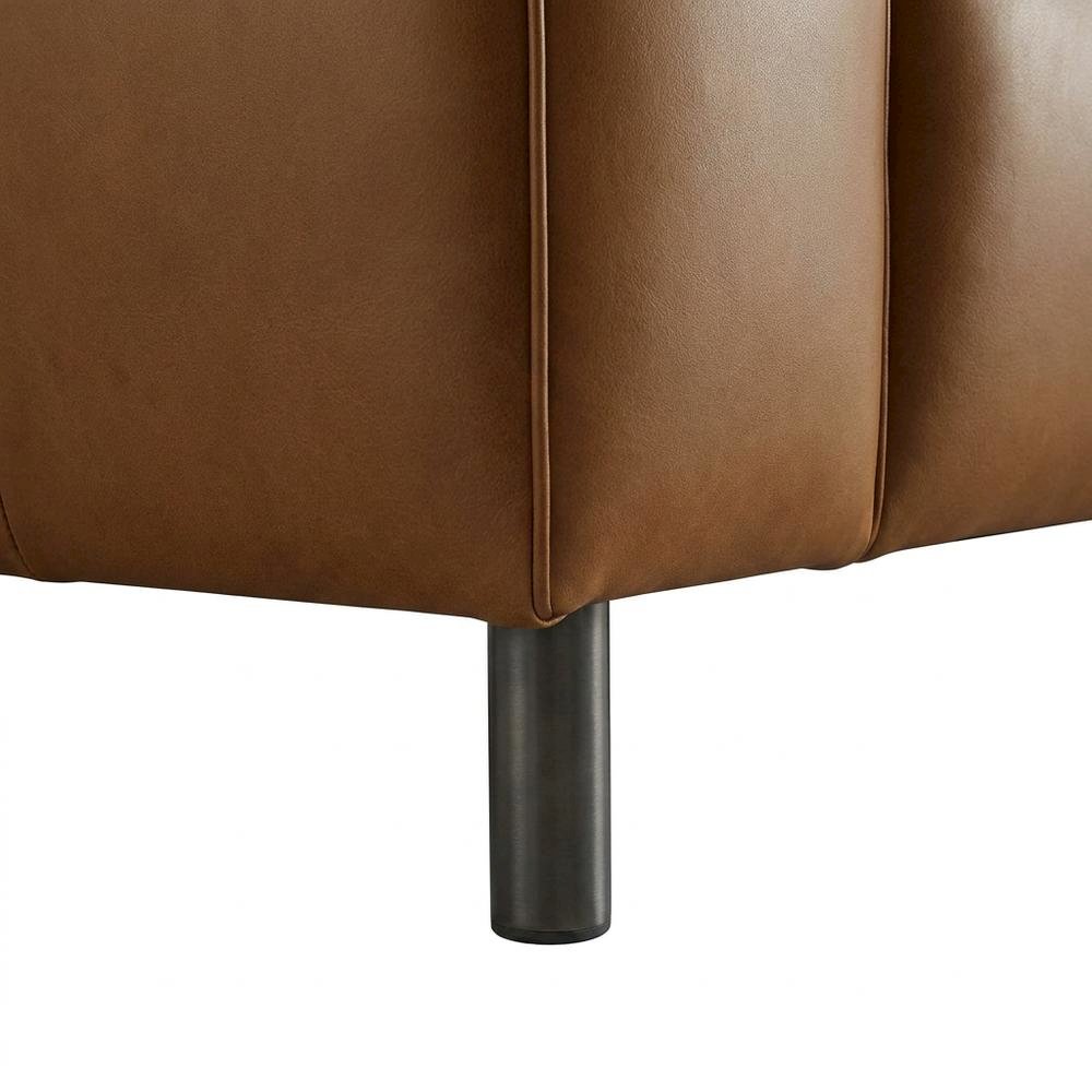 Upholstered Vegan Leather Modular Sectional Sofa with Mid-Century Style, Coffee