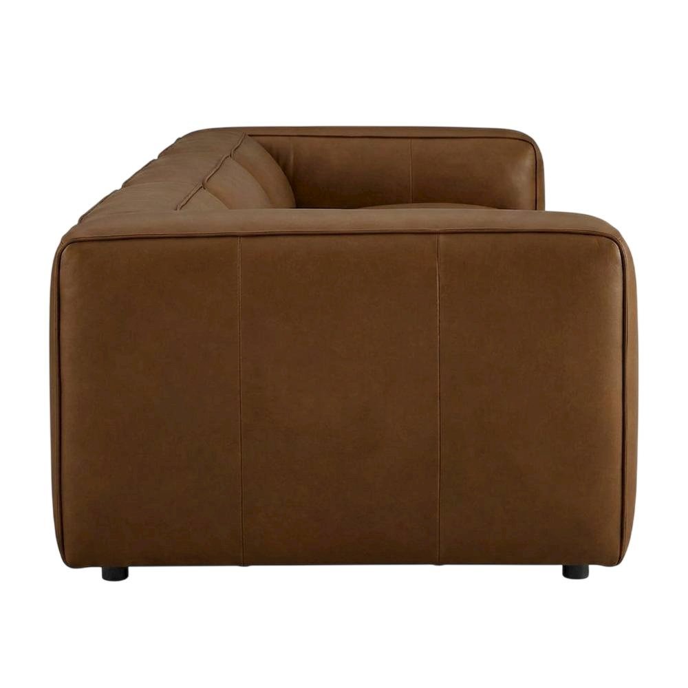 Upholstered Vegan Leather Modular Sectional Sofa with Mid-Century Style, Coffee