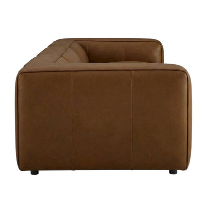 Upholstered Vegan Leather Modular Sectional Sofa with Mid-Century Style, Coffee