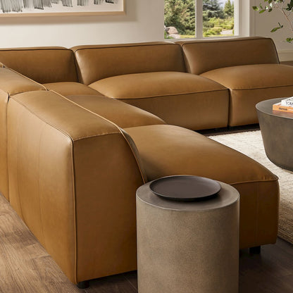 Auren 5-Piece Upholstered Armless L-Shaped Vegan Leather Modular Sofa
