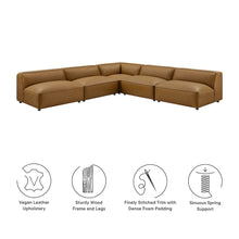Auren 5-Piece Upholstered Armless L-Shaped Vegan Leather Modular Sofa