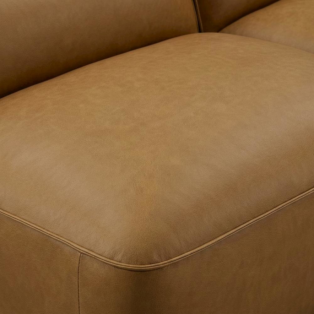Vegan Leather Modular L-Shaped Sectional Couch for Living Room, Camel