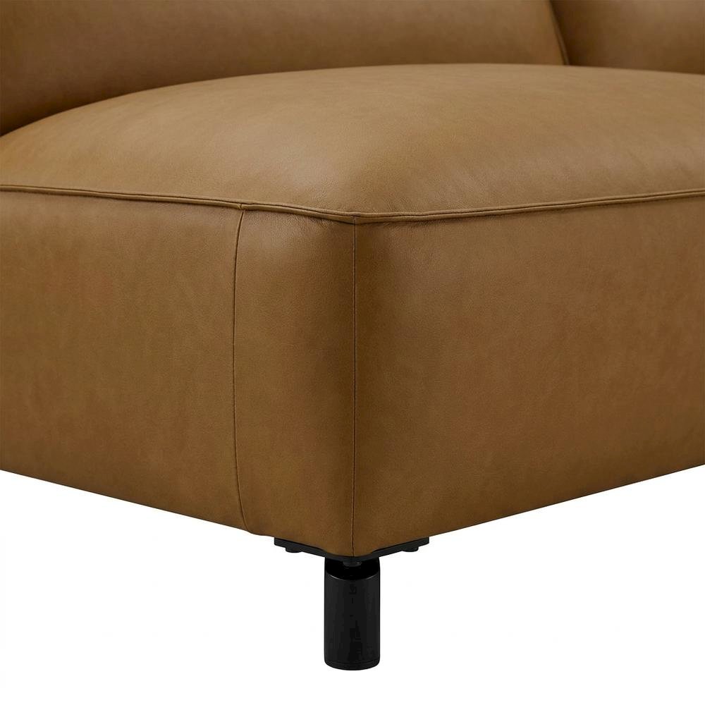 Vegan Leather Modular L-Shaped Sectional Couch for Living Room, Camel