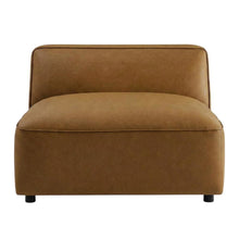 Vegan Leather Modular L-Shaped Sectional Couch for Living Room, Camel