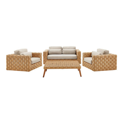 Thames 4-Piece Outdoor Patio Wicker Outdoor Patio Rattan Furniture Set