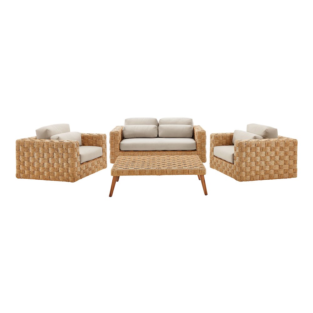 Thames 4-Piece Outdoor Patio Wicker Outdoor Patio Rattan Furniture Set