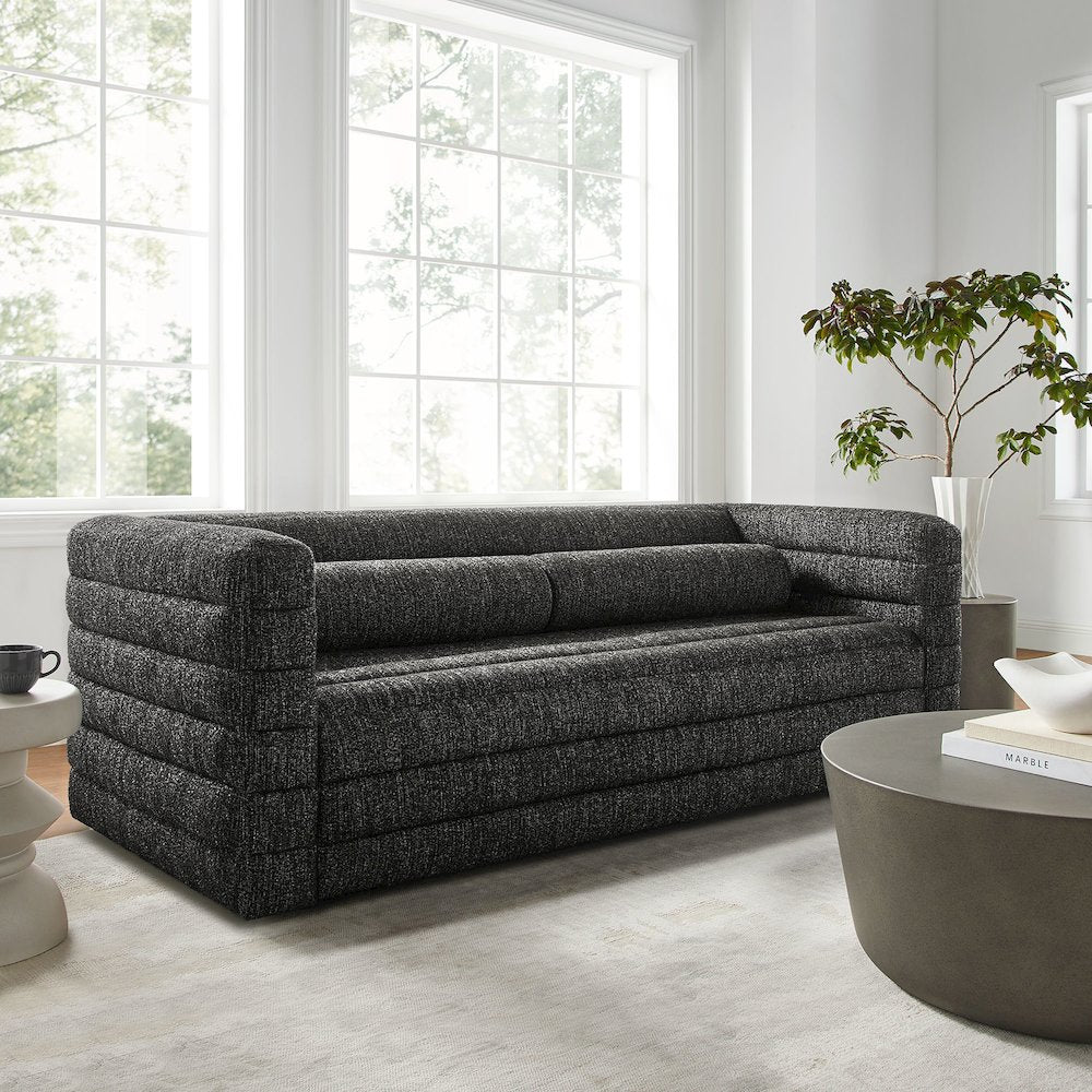 Relle Channel Tufted Boucle Upholstered Sofa