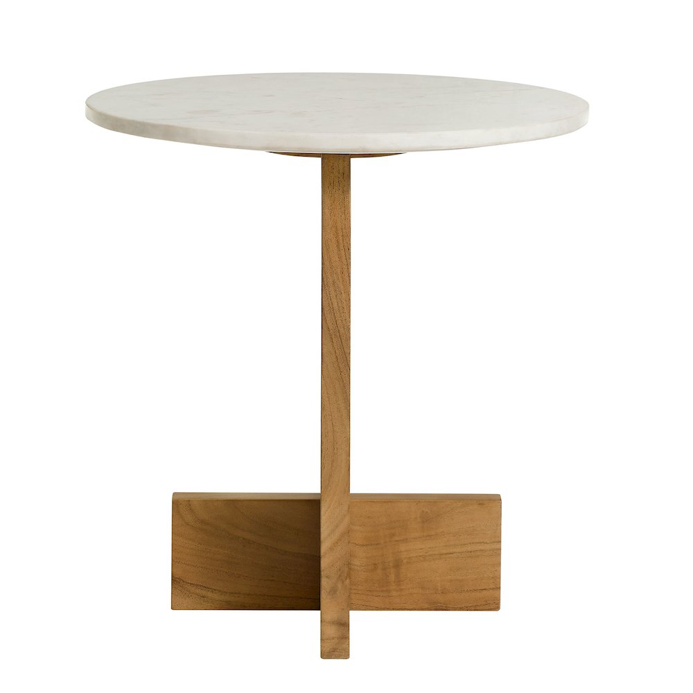 Tarin Acacia Wood and Marble Side Table