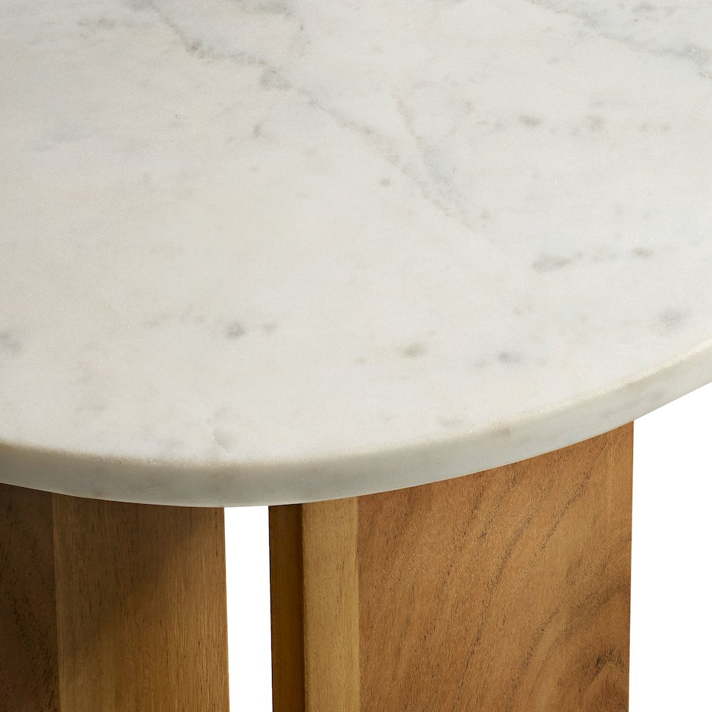 Tarin Acacia Wood and Marble Side Table