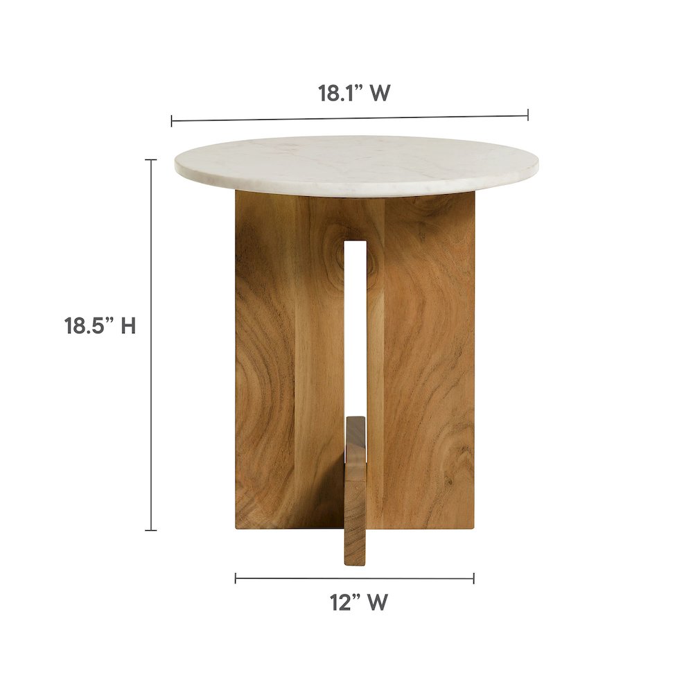 Tarin Acacia Wood and Marble Side Table