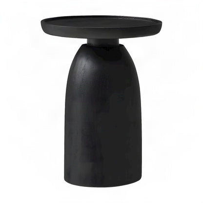 Round Solid Wood Pedestal Side Table, Small Modern Drum Accent End Table, Black
