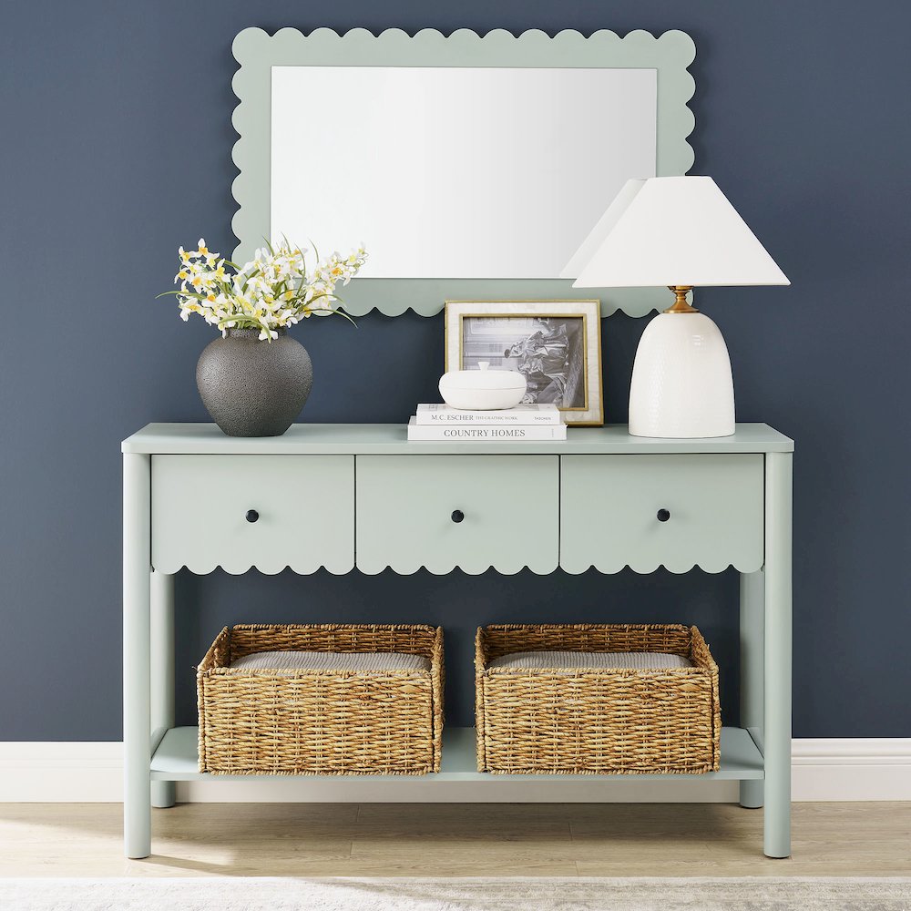 Emmeline 3-Drawer Scalloped Console Table