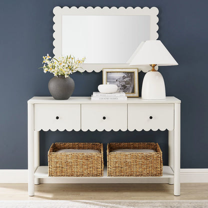Emmeline 3-Drawer Scalloped Console Table