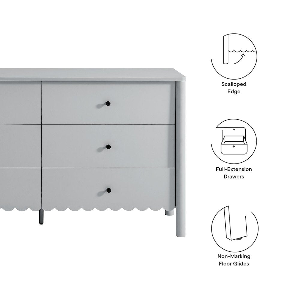 Emmeline Scalloped 6-Drawer Dresser