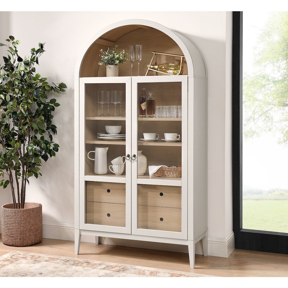 Nolan 74" Tall Wide Arched Storage Display Cabinet