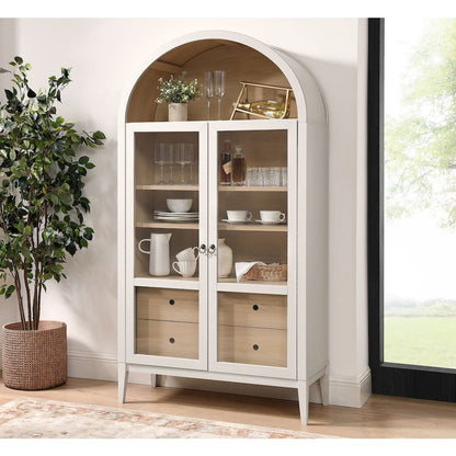 Nolan 74" Tall Wide Arched Storage Display Cabinet