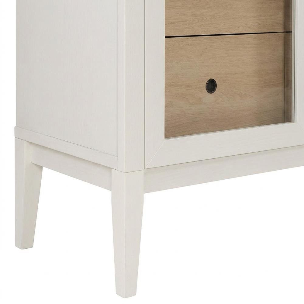 Wooden Arched Display Cabinet, Tall Curio with Storage, Ivory Oak