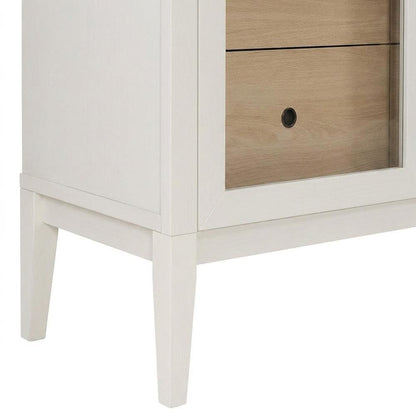 Wooden Arched Display Cabinet, Tall Curio with Storage, Ivory Oak