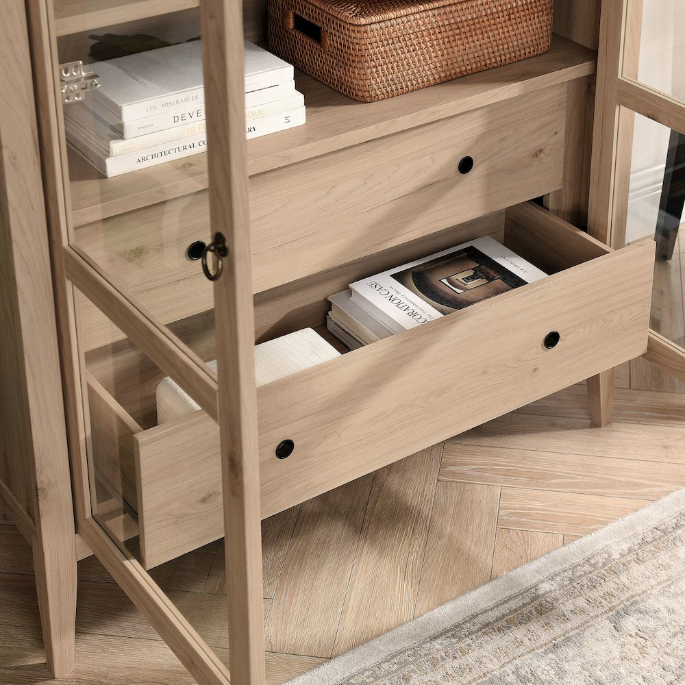 Nolan 74" Tall Wide Arched Storage Display Cabinet