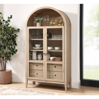 Nolan 74" Tall Wide Arched Storage Display Cabinet