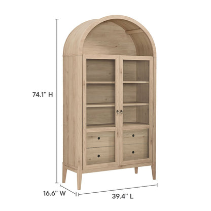 Nolan 74" Tall Wide Arched Storage Display Cabinet