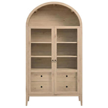 Wooden Arched Display Cabinet, Tall Curio with Storage, Light Oak